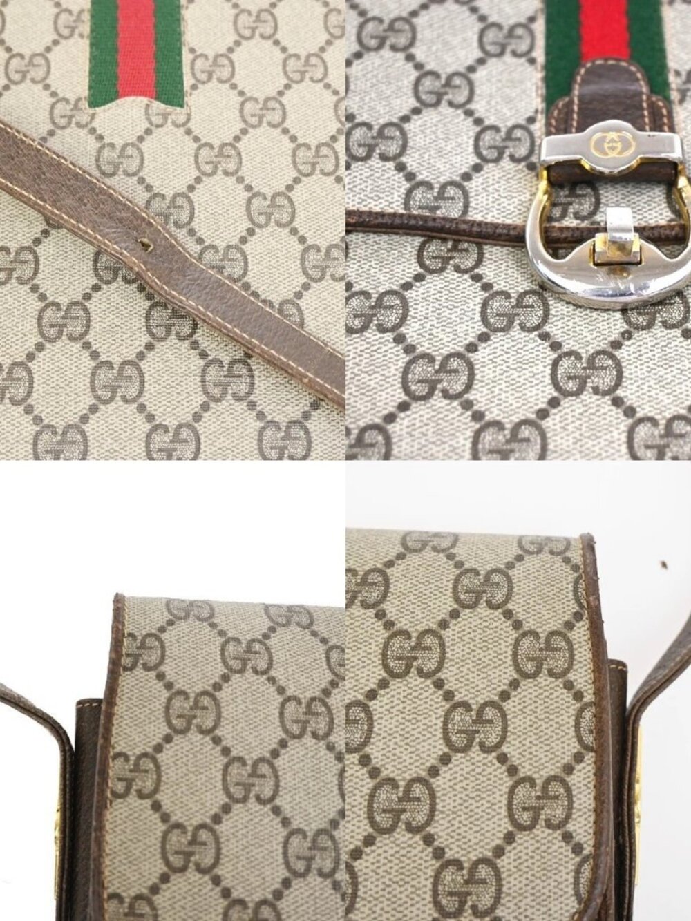 GUCCI Logo GG Pattern Sherry Flap Shoulder Bag PVC Leather Brown GHW 67KC907 - Picture 9 of 16
